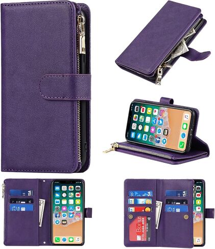 حافظة هاتف Jaorty Crossbody لهاتف iPhone Xs/X مع حامل بطاقة للنساء، حافظة iPhone Xs مع حزام حبل للرجال، مشبك مغناطيسي من جلد البولي يوريثان مع مسند 5.8 بوصة، أحمر in Kuwait