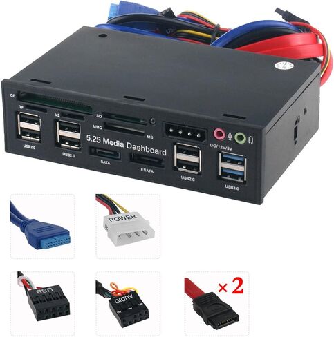 لوحة أجهزة الوسائط 5.25 بوصة، واجهة USB3.0 واجهة SATA، سرعة نقل 5 جيجابت في الثانية، دعم بطاقة الذاكرة 256 جيجابت، مؤشرات LED مناسبة لـ M2 Tf MMC MS in Saudi Arabia
