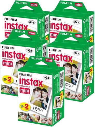 5X Fujifilm instax Mini Instant Film (100 Exposures) + 20 Sticker Frames for Fuji Instax Prints Travel Package in Saudi Arabia