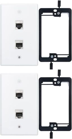 CAT7 RJ45 Inline Coupler Keystone Jack Wall Plate with Low Voltage Mounting Bracket, Metal Shielded 1 Port Cat7 Ethernet Cable Wall Plate Shielded Female to Female 1 Set in Kuwait