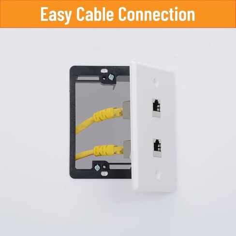 CAT7 RJ45 Inline Coupler Keystone Jack Wall Plate with Low Voltage Mounting Bracket, Metal Shielded 1 Port Cat7 Ethernet Cable Wall Plate Shielded Female to Female 1 Set in Kuwait