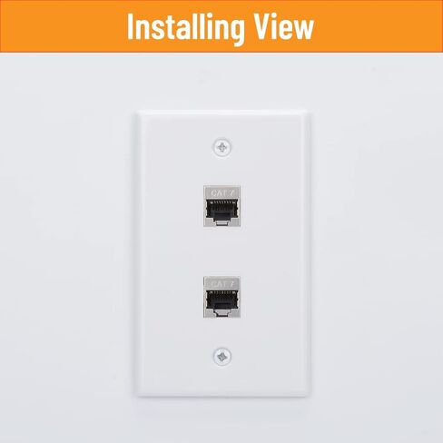 CAT7 RJ45 Inline Coupler Keystone Jack Wall Plate with Low Voltage Mounting Bracket, Metal Shielded 1 Port Cat7 Ethernet Cable Wall Plate Shielded Female to Female 1 Set in Kuwait