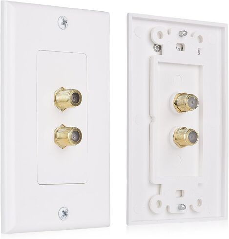 Cable Matters 2-Pack 1-Port TV Cable Wall Plate, Coax Wall Plate, White | Single Gang Wall Plate, F-Type Coax Coupler, Screws Included in Kuwait