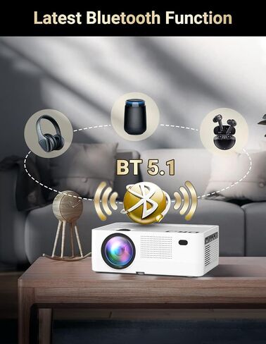 جهاز عرض واي فاي 5G، جهاز عرض FHD اصلي 1080P 4K 9500 لومن مع شاشة عاكسة لاسلكية، متوافق مع عصا التلفزيون/HDMI/مشغل دي في دي/ايه في للافلام الداخلية والخارجية [معبأ بشاشة عرض 120 انش] in Kuwait