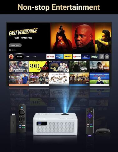 جهاز عرض واي فاي 5G، جهاز عرض FHD اصلي 1080P 4K 9500 لومن مع شاشة عاكسة لاسلكية، متوافق مع عصا التلفزيون/HDMI/مشغل دي في دي/ايه في للافلام الداخلية والخارجية [معبأ بشاشة عرض 120 انش] in Kuwait
