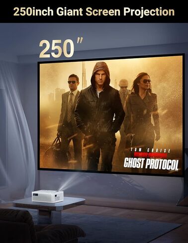 جهاز عرض واي فاي 5G، جهاز عرض FHD اصلي 1080P 4K 9500 لومن مع شاشة عاكسة لاسلكية، متوافق مع عصا التلفزيون/HDMI/مشغل دي في دي/ايه في للافلام الداخلية والخارجية [معبأ بشاشة عرض 120 انش] in Kuwait