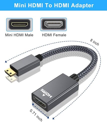 محول كابل Elebase Mini HDMI ذكر إلى HDMI أنثى، 4K/60 هرتز 0.67 قدم عالي السرعة قياسي من النوع C موصل HDMI 2.0 لكاميرا DSLR، كاميرا الفيديو، بطاقة فيديو الرسومات، الكمبيوتر المحمول، جهاز عرض Pico، Raspberry Pi Zero in Kuwait