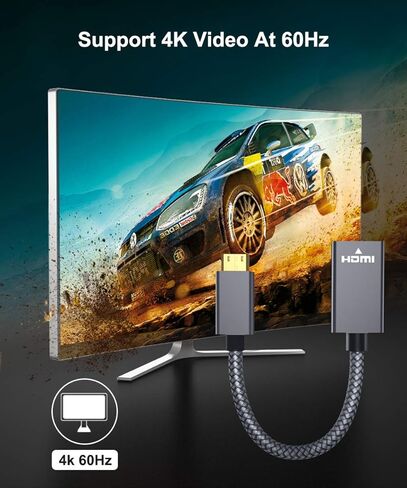 محول كابل Elebase Mini HDMI ذكر إلى HDMI أنثى، 4K/60 هرتز 0.67 قدم عالي السرعة قياسي من النوع C موصل HDMI 2.0 لكاميرا DSLR، كاميرا الفيديو، بطاقة فيديو الرسومات، الكمبيوتر المحمول، جهاز عرض Pico، Raspberry Pi Zero in Kuwait