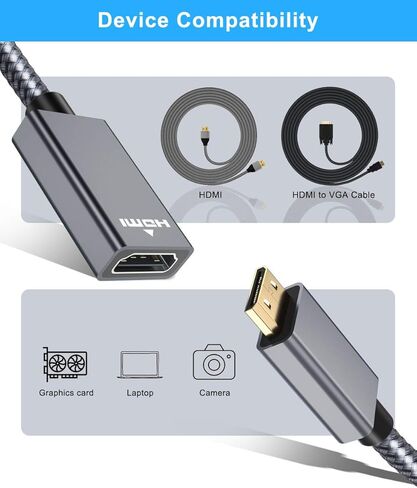 محول كابل Elebase Mini HDMI ذكر إلى HDMI أنثى، 4K/60 هرتز 0.67 قدم عالي السرعة قياسي من النوع C موصل HDMI 2.0 لكاميرا DSLR، كاميرا الفيديو، بطاقة فيديو الرسومات، الكمبيوتر المحمول، جهاز عرض Pico، Raspberry Pi Zero in Kuwait
