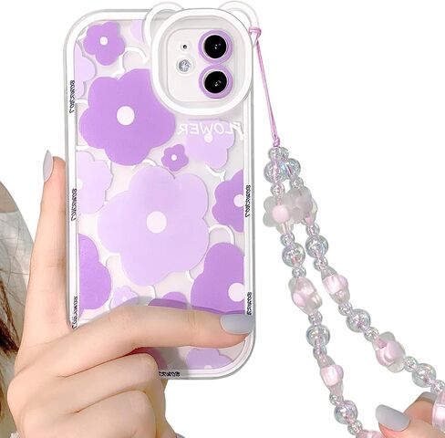 NITITOP Compatible for iPhone 11 Case Cute Bear Clear Floral Flower for Girls Women Pattern with Bear Ears Soft TPU Shockproof Protective Girly - Bear2 in Saudi Arabia