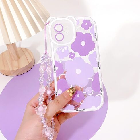 NITITOP Compatible for iPhone 11 Case Cute Bear Clear Floral Flower for Girls Women Pattern with Bear Ears Soft TPU Shockproof Protective Girly - Bear2 in Saudi Arabia