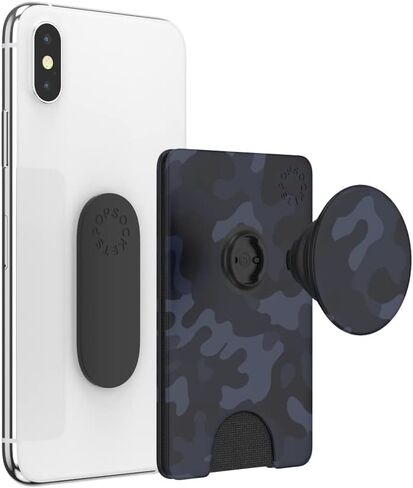 PopSockets PopWallet+ with Swappable PopTop: Phone Grip, Phone Stand, and Wallet for Cards, Removable, (Blue Blaze) in Saudi Arabia