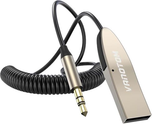 VANOTOM Aux to Bluetooth 5.0 مستقبل محول بلوتوث 3.5 ملم مع ميكروفون لبث الموسيقى والاتصال بدون استخدام اليدين لستريو السيارة ومكبرات الصوت المنزلية in Kuwait