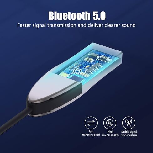 VANOTOM Aux to Bluetooth 5.0 مستقبل محول بلوتوث 3.5 ملم مع ميكروفون لبث الموسيقى والاتصال بدون استخدام اليدين لستريو السيارة ومكبرات الصوت المنزلية in Kuwait