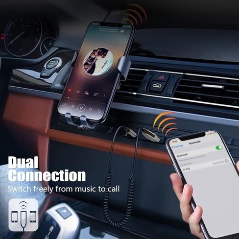 VANOTOM Aux to Bluetooth 5.0 مستقبل محول بلوتوث 3.5 ملم مع ميكروفون لبث الموسيقى والاتصال بدون استخدام اليدين لستريو السيارة ومكبرات الصوت المنزلية in Kuwait