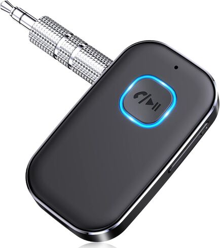 COMSOON AUX Bluetooth Adapter for Car, Bluetooth Car Stereo Digital Media Receivers for Home Stereo/Wired Headphones/Speakers, Noise Cancellation, 16H Battery Life (Elegant Black) in Kuwait