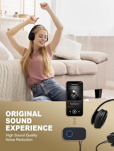 COMSOON AUX Bluetooth Adapter for Car, Bluetooth Car Stereo Digital Media Receivers for Home Stereo/Wired Headphones/Speakers, Noise Cancellation, 16H Battery Life (Elegant Black) in Kuwait