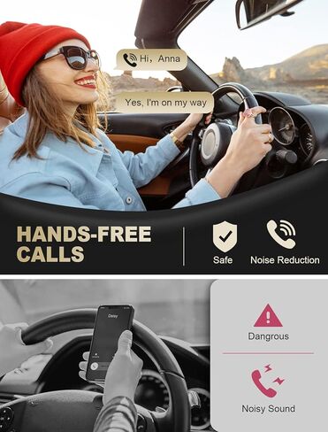 COMSOON AUX Bluetooth Adapter for Car, Bluetooth Car Stereo Digital Media Receivers for Home Stereo/Wired Headphones/Speakers, Noise Cancellation, 16H Battery Life (Elegant Black) in Kuwait