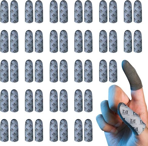 50 PCS Silver-Cloth Mobile Gaming Finger Sleeve,0.3mm Extremely Thin Material, Game Controller Finger Thumb Sleeves Finger Seamless Touchscreen Anti-Sweat Breathable Finger Covers（Grey） in Kuwait