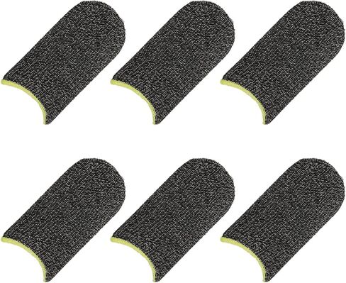 MECCANIXITY Mobile Gaming Finger Sleeve Controller Finger Thumb Sleeve Finger Gloves Black, Silver Fiber Anti-Sweat Breathable, for Phone Game, Pack of 6 in Kuwait