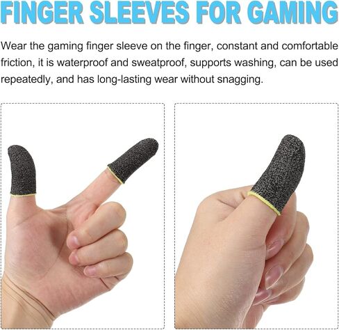 MECCANIXITY Mobile Gaming Finger Sleeve Controller Finger Thumb Sleeve Finger Gloves Black, Silver Fiber Anti-Sweat Breathable, for Phone Game, Pack of 6 in Kuwait