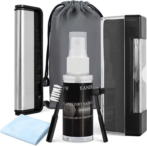 طقم فرشاة تنظيف سجل الفينيل من بي يو إم - فرشاة مخملية للتسجيل، سائل التنظيف، فرشاة قلم in Kuwait