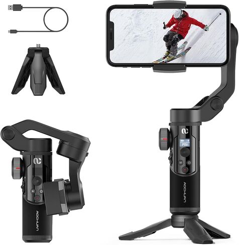 Gimbal Stabilizer for Smartphone w/OLED Display Focus and Zoom Button Face Tracking Auto-Inception, 3-Axis iPhone Gimbel for iPhone 13 12 11 Pro/Max/Xs Galaxy S21,TikTok, YouTube - AOCHUAN Smart XR in Saudi Arabia