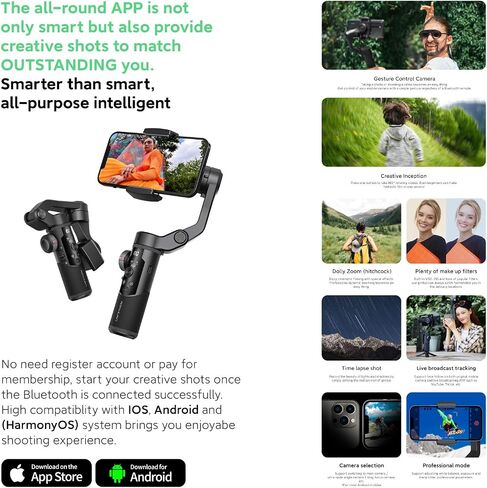 Gimbal Stabilizer for Smartphone w/OLED Display Focus and Zoom Button Face Tracking Auto-Inception, 3-Axis iPhone Gimbel for iPhone 13 12 11 Pro/Max/Xs Galaxy S21,TikTok, YouTube - AOCHUAN Smart XR in Saudi Arabia