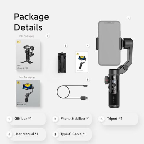 Gimbal Stabilizer for Smartphone w/OLED Display Focus and Zoom Button Face Tracking Auto-Inception, 3-Axis iPhone Gimbel for iPhone 13 12 11 Pro/Max/Xs Galaxy S21,TikTok, YouTube - AOCHUAN Smart XR in Saudi Arabia