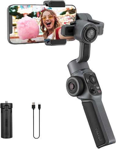 Zhiyun Smooth 5 Phone Gimbal, 3-Axis Handheld Smartphone Stabilizer with Grip Tripod, AI Face Tracking for iPhone Android Portable & Foldable, YouTube TikTok Video, FiLMiC Pro in Saudi Arabia