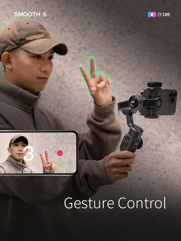 Zhiyun Smooth 5 Phone Gimbal, 3-Axis Handheld Smartphone Stabilizer with Grip Tripod, AI Face Tracking for iPhone Android Portable & Foldable, YouTube TikTok Video, FiLMiC Pro in Saudi Arabia