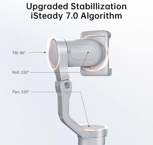 hohem iSteady XE Kit Gimbal Stabilizer for Smartphone 3-Axis Cell Phone Handheld Gimbal with Fill Light,Stabilizer for iPhone&Android Lightweight Youtuber Vlogging Live Stream in Kuwait