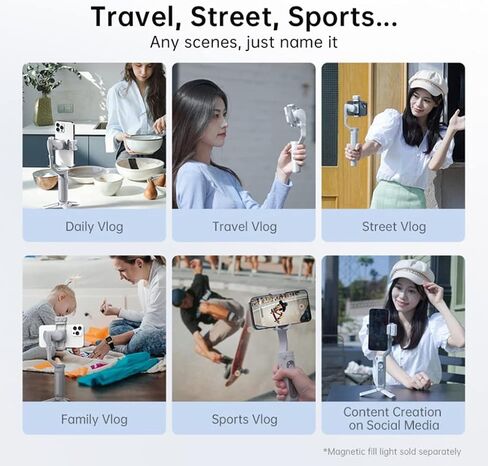 hohem iSteady XE Kit Gimbal Stabilizer for Smartphone 3-Axis Cell Phone Handheld Gimbal with Fill Light,Stabilizer for iPhone&Android Lightweight Youtuber Vlogging Live Stream in Kuwait