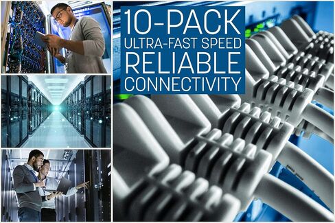 Intellinet Cat6 Slim UTP Ethernet Patch Cable 10-Pack, 3 ft, White | 10G 250 MHz pure copper thin cord with 30 AWG stranded wire, gold contacts, snag-free boot, PoE and rack use, resealable bag in Kuwait