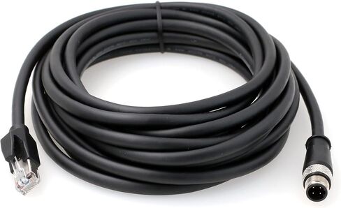 كابل إيثرنت صناعي HangTon M12 D-Code 4 Pin إلى RJ45 Cat6، كابل مرن مقاوم للماء ومحمي ملتوي لتطبيق أتمتة مستشعر Fieldbus (1) in Kuwait