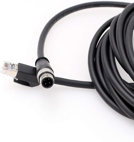 كابل إيثرنت صناعي HangTon M12 D-Code 4 Pin إلى RJ45 Cat6، كابل مرن مقاوم للماء ومحمي ملتوي لتطبيق أتمتة مستشعر Fieldbus (1) in Kuwait