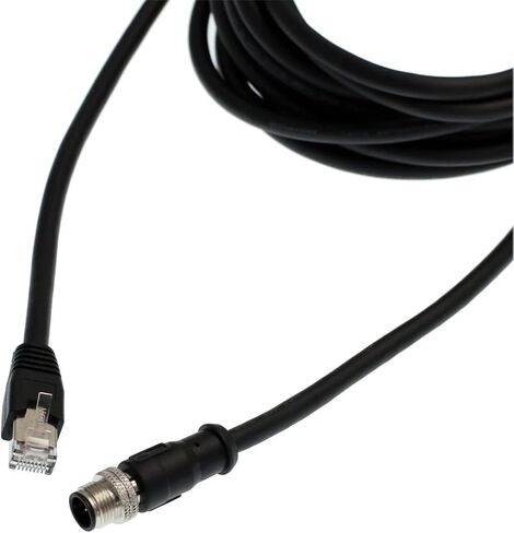 كابل إيثرنت صناعي HangTon M12 D-Code 4 Pin إلى RJ45 Cat6، كابل مرن مقاوم للماء ومحمي ملتوي لتطبيق أتمتة مستشعر Fieldbus (1) in Kuwait