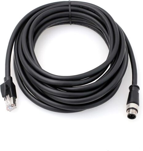 كابل إيثرنت صناعي HangTon M12 D-Code 4 Pin إلى RJ45 Cat6، كابل مرن مقاوم للماء ومحمي ملتوي لتطبيق أتمتة مستشعر Fieldbus (1) in Kuwait