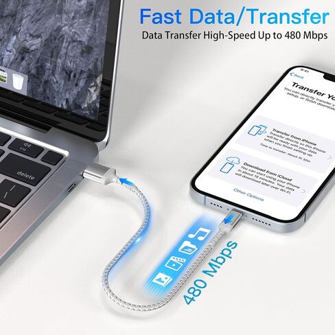 6 inch iPhone Charge Cable Short, 0.5ft 5Pack USB to Lightning Cord for Fast Charging Stations Compatible with Apple iPhone 12 11 Pro Max Xs 8 7 6 5 Plus, iPad Air/Mini in Kuwait