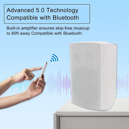 Herdio 5.25 Inch Indoor Outdoor Bluetooth Speakers Patio Waterproof Wired Wall Mount System 300 Watts (Black) in Saudi Arabia