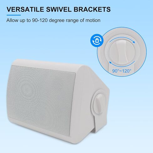Herdio 5.25 Inch Indoor Outdoor Bluetooth Speakers Patio Waterproof Wired Wall Mount System 300 Watts (Black) in Saudi Arabia