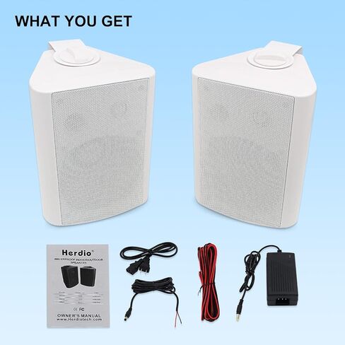 Herdio 5.25 Inch Indoor Outdoor Bluetooth Speakers Patio Waterproof Wired Wall Mount System 300 Watts (Black) in Saudi Arabia