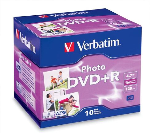 Verbatim 4.7GB up to 16x Photo Recordable Disc DVD+R, 10-Disc Jewel Case 95523 in Saudi Arabia