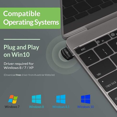 Avantree DG45 - USB Bluetooth Adapter for Windows PCs and Laptops | Connect Bluetooth headphones, speakers, keyboards, mice, and printers; Windows 11/10/8.1/8 only; not for Wi-Fi or 2.4G. in Kuwait