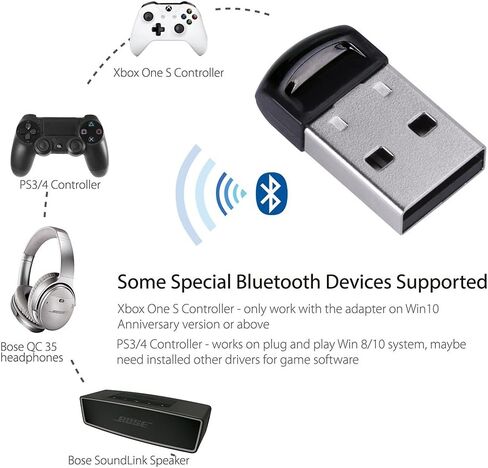 Avantree DG45 - USB Bluetooth Adapter for Windows PCs and Laptops | Connect Bluetooth headphones, speakers, keyboards, mice, and printers; Windows 11/10/8.1/8 only; not for Wi-Fi or 2.4G. in Kuwait