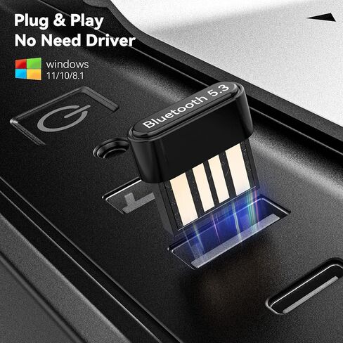 محول USB بلوتوث 5.3 للكمبيوتر الشخصي، GEODMAER Plug & Play Mini Bluetooth EDR Dongle جهاز استقبال وجهاز إرسال يدعم Windows 11/10/8.1/7 لأجهزة الكمبيوتر المكتبية ولوحة المفاتيح بلوتوث وطابعات الماوس ومكبرات الصوت in Kuwait