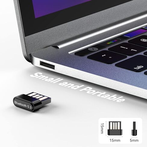محول USB بلوتوث 5.3 للكمبيوتر الشخصي، GEODMAER Plug & Play Mini Bluetooth EDR Dongle جهاز استقبال وجهاز إرسال يدعم Windows 11/10/8.1/7 لأجهزة الكمبيوتر المكتبية ولوحة المفاتيح بلوتوث وطابعات الماوس ومكبرات الصوت in Kuwait