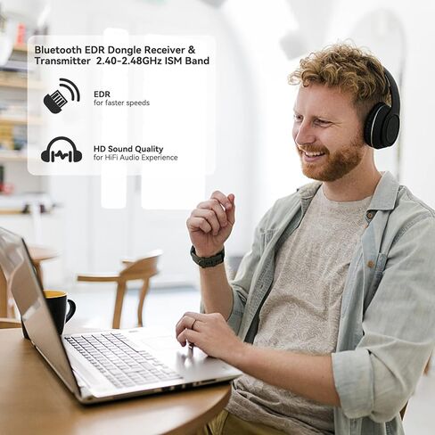 محول USB بلوتوث 5.3 للكمبيوتر الشخصي، GEODMAER Plug & Play Mini Bluetooth EDR Dongle جهاز استقبال وجهاز إرسال يدعم Windows 11/10/8.1/7 لأجهزة الكمبيوتر المكتبية ولوحة المفاتيح بلوتوث وطابعات الماوس ومكبرات الصوت in Kuwait