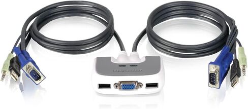 IOGEAR 2-Port USB VGA Miniview Micro Cabled KVM Switch - 2048 x 1536 - Hot Keys Switch - w/Audio - Plug n Play - PC, MAC, SUN - GCS632U in Kuwait