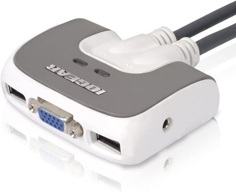 IOGEAR 2-Port USB VGA Miniview Micro Cabled KVM Switch - 2048 x 1536 - Hot Keys Switch - w/Audio - Plug n Play - PC, MAC, SUN - GCS632U in Kuwait